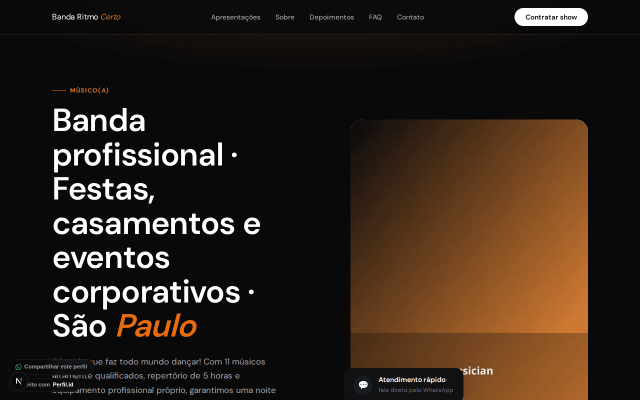 Perfil profissional completo — não é só lista de links